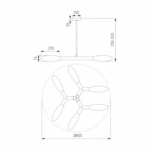 Люстра на штанге Eurosvet Covalent 30180/6 черный