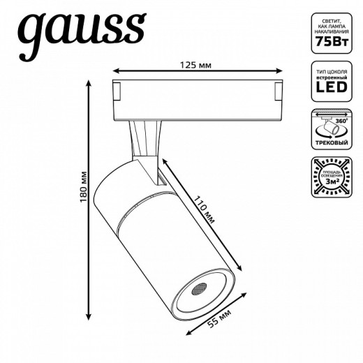 Светильник на штанге Gauss Track Light TR060