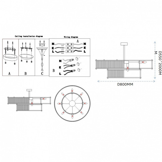 Люстра на штанге Imperiumloft RH Marais Round Chandelier D80 40,2668
