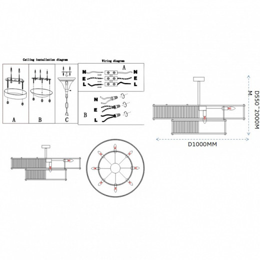 Светильник на штанге Imperiumloft RH Marais Round Chandelier 40,2668