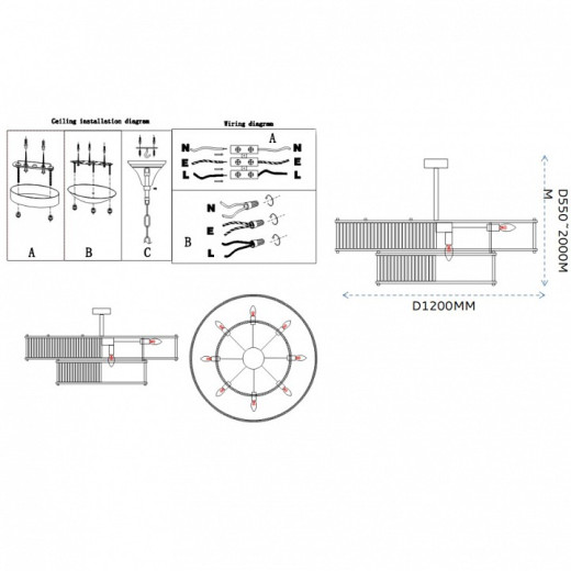 Светильник на штанге Imperiumloft RH Marais Round Chandelier 40,2668