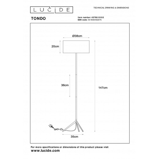 Торшер Lucide Tondo 45790/81/02