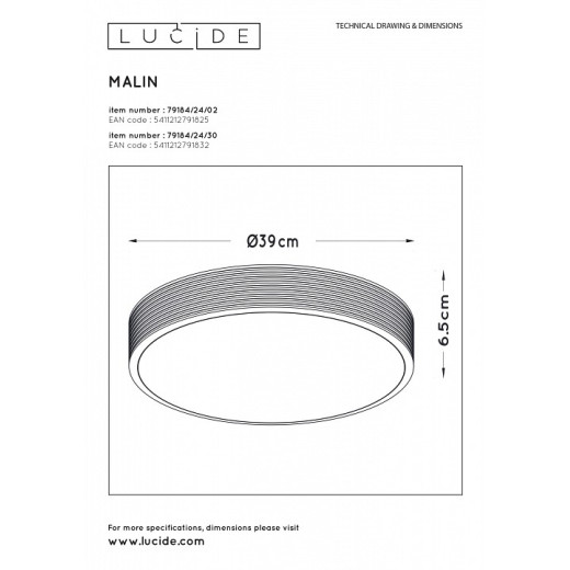 Накладной светильник Lucide Malin 79184/24/02