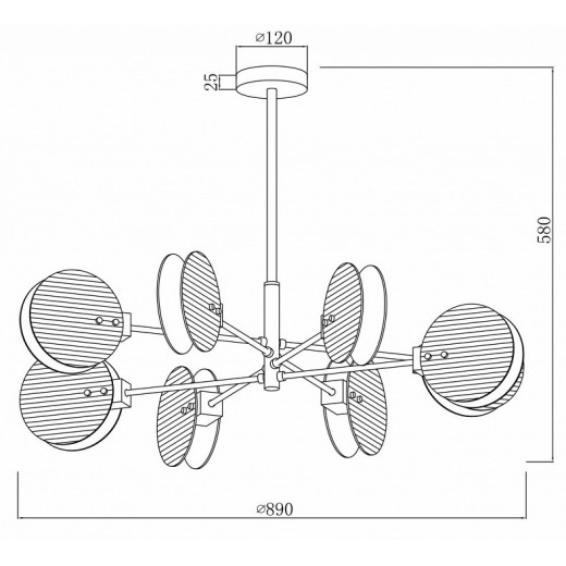 Люстра на штанге iLamp Panorama 15598-8 SN+CL