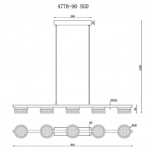 Подвесной светильник iLedex Link 4778-90 MBK+SGD