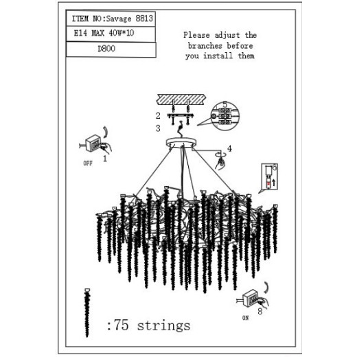 Подвесная люстра iLamp Savage 8813-D800 GD