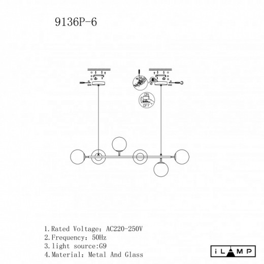 Подвесная люстра iLamp Golden 9136P/6 BK-WH