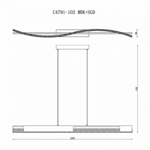 Подвесной светильник iLedex Scorpio C4791-102 MBK+SGD