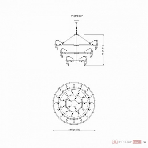Подвесная люстра Moderli Justine MD_V10410-32P base_V10410-32P glass, V10410-32P base+V10410-32P glass, УТ000035371