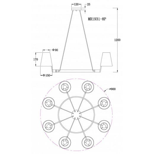Подвесная люстра MyFar Aurora MR1931-8P