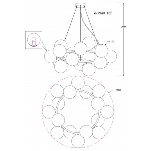 Подвесная люстра MyFar Aerton MR1940-16P