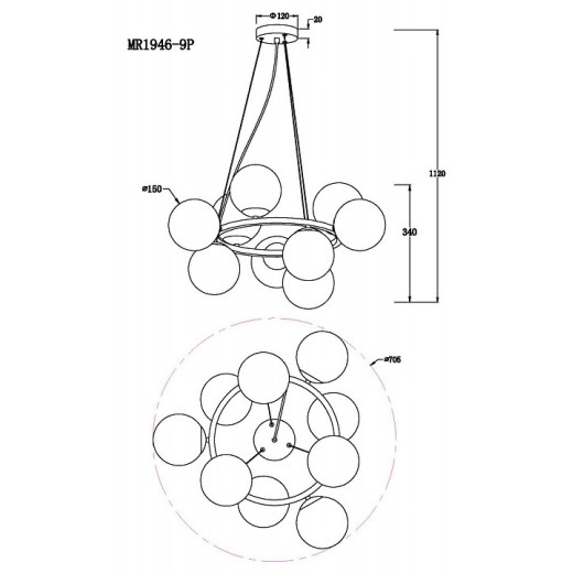 Подвесная люстра MyFar Aerton MR1946-9P