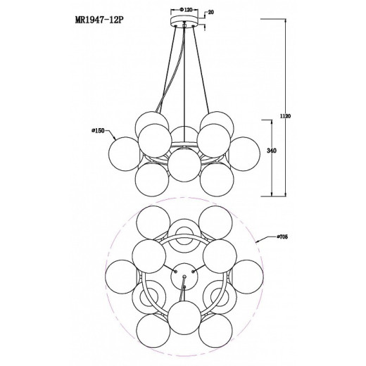 Подвесная люстра MyFar Aerton MR1947-12P
