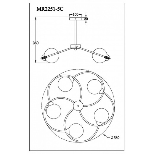 Люстра на штанге MyFar Leticia MR2251-5C