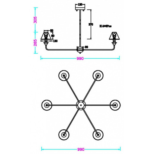Люстра на штанге MyFar Leon MR2400-6C