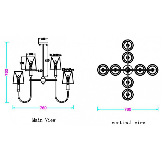 Люстра на штанге MyFar Gabriel MR2430-8P