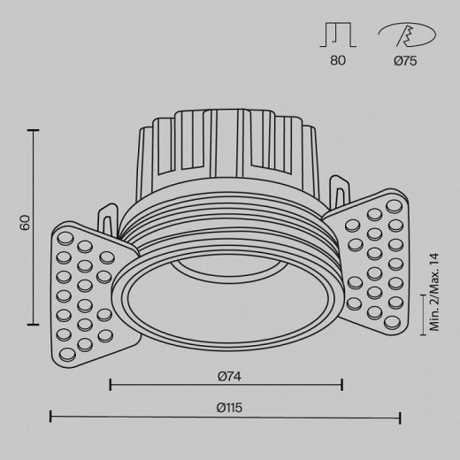 Встраиваемый светильник Maytoni Round DL058-12W2.7K-TRS-B