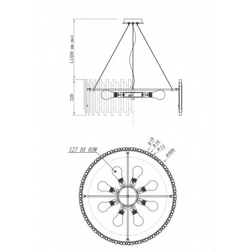 Подвесной светильник Maytoni Coliseo MOD135PL-08BS