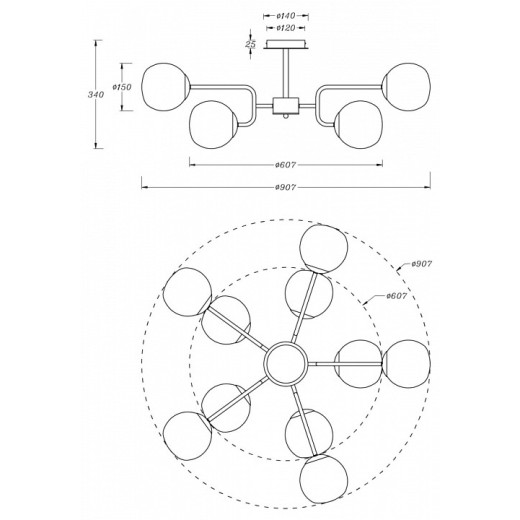 Люстра на штанге Maytoni Erich MOD221PL-10G