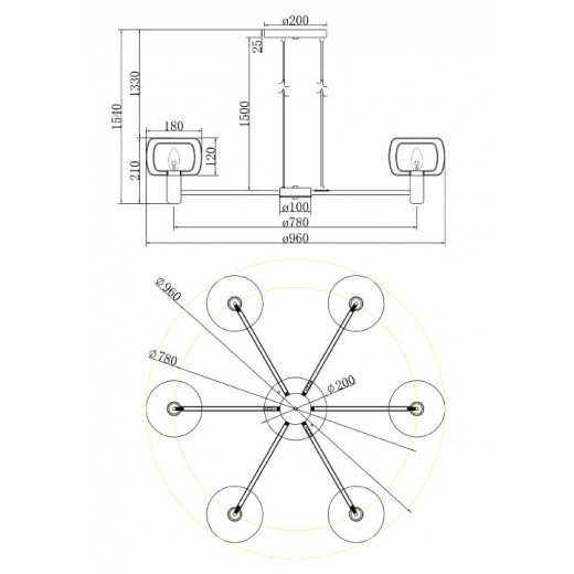 Подвесная люстра Maytoni Vision MOD411PL-06G