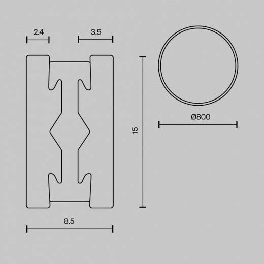 Трек накладной Maytoni Flarity TRX154-R-D800-PT