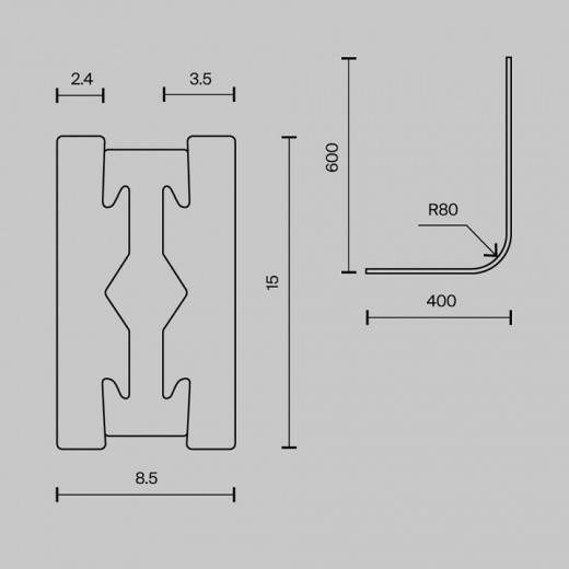 Трек накладной Maytoni Accessories for tracks Flarity TRX154-RC80-BS