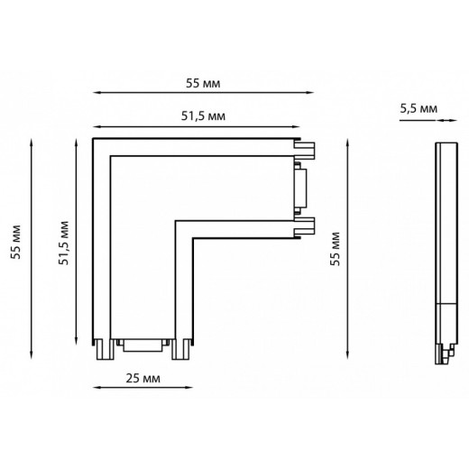 Соединитель угловой L-образный для треков накладных Novotech Smal 135205