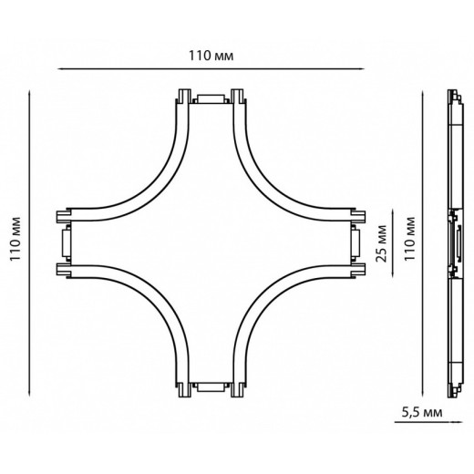 Соединитель X-образный для треков накладных Novotech Smal 135212
