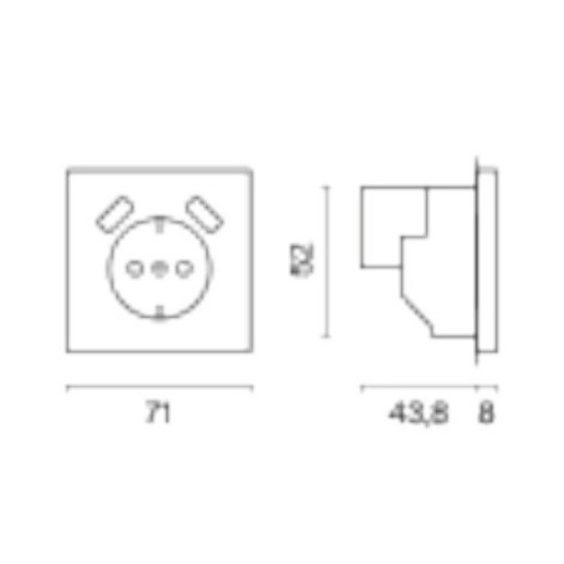Розетка с заземлением и со шторкой и 2хUSB type A, без рамки Voltum S70 VLS040408