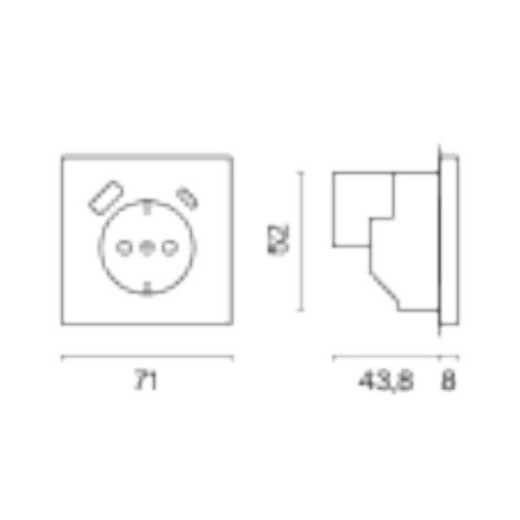 Розетка с заземлением и со шторкой и 2хUSB type A и C, без рамки Voltum S70 VLS040506