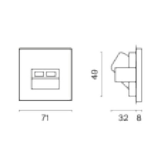 Розетка двойная Ethernet RJ-45 без рамки Voltum S70 VLS060202