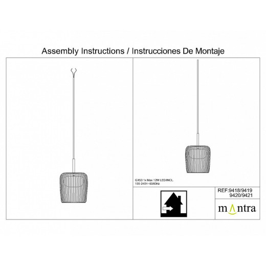 Подвесной светильник Mantra Dubai 9421