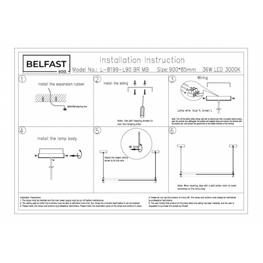 Подвесной светильник Belfast Ravenhill L-8199-L90 BR MB