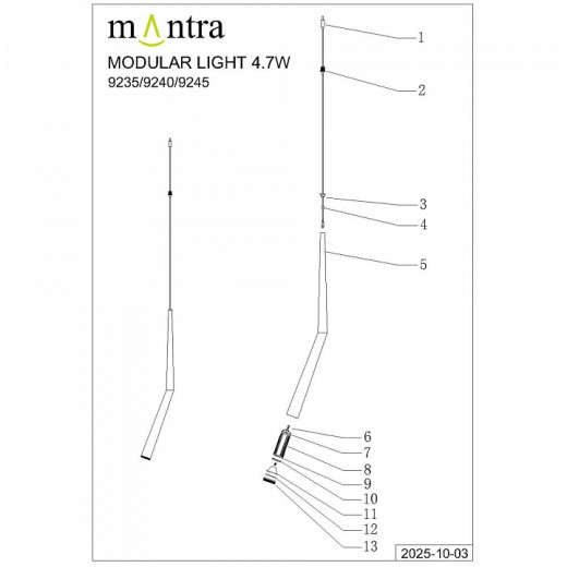 Подвесной светильник Mantra Boomerang 9240