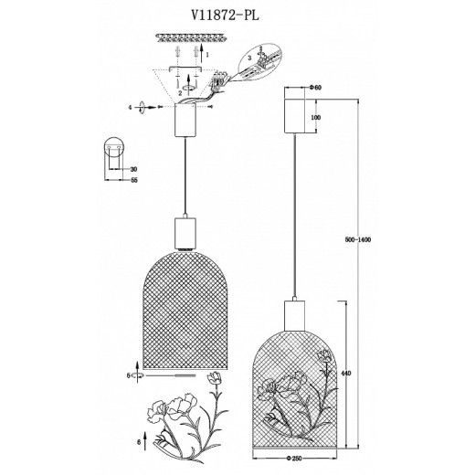 Подвесной светильник Moderli Ophelia V11872-PL