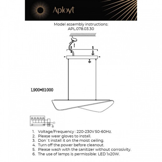 Подвесной светильник Aployt Klasild APL.078.03.30