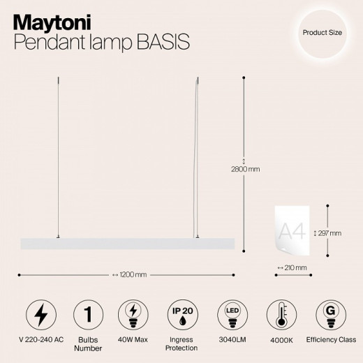 Подвесной светильник Maytoni Technical Vinder P051PL-L40W4K
