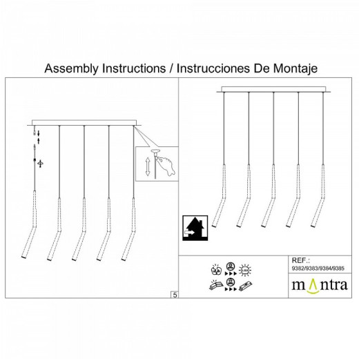 Подвесной светильник Mantra Arrecife 9385+9220 (5L)