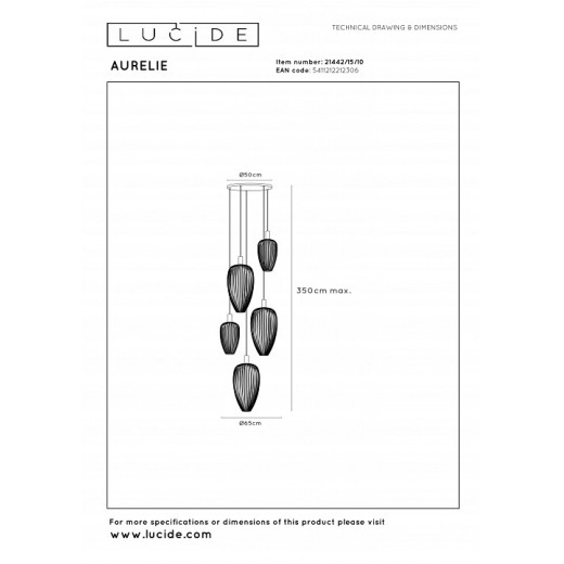 Подвесной светильник Lucide AURELIE 21442/15/10