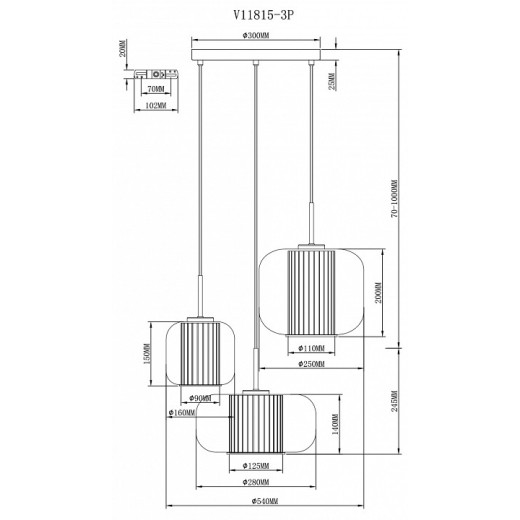 Подвесной светильник Moderli Ember V11815-3P
