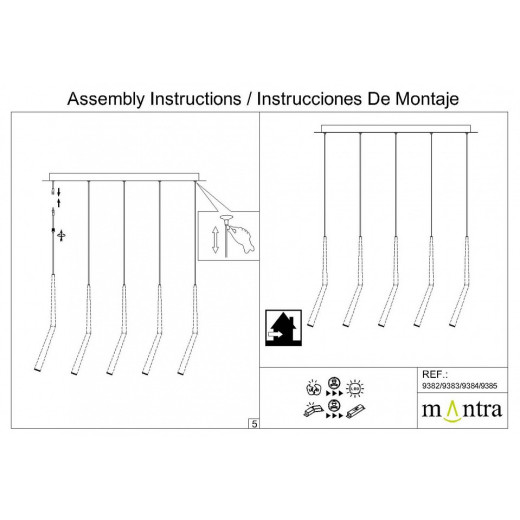 Подвесной светильник Mantra Arrecife 9384+9229 (5L)