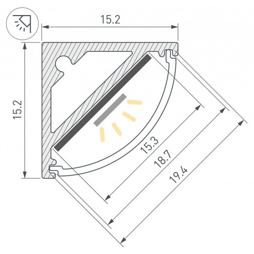 Профиль накладной угловой внутренний Arlight SL-KANT 061356