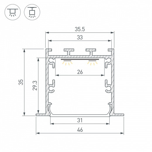 Профиль встраиваемый Arlight LINIA 057040