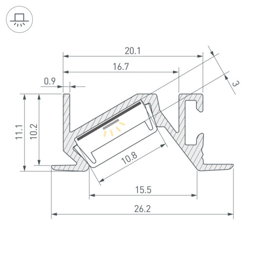 Профиль встраиваемый Arlight PDS-BEVEL 063456