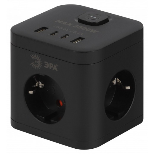 Удлинитель с выключателем Эра  CUBE-3es-1,5m-4USB-B
