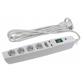 Удлинитель с выключателем Эра  SFU-5es-2m-W