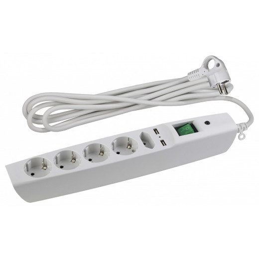 Удлинитель с выключателем Эра  SFU-5es-2m-W