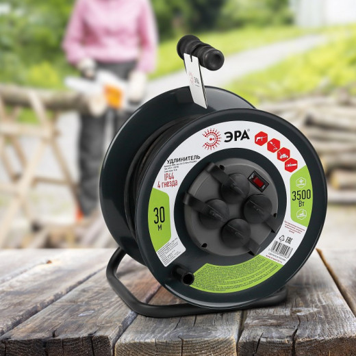 Удлинитель Эра  RMx-4es-3x1.5-30m-IP44(KG)