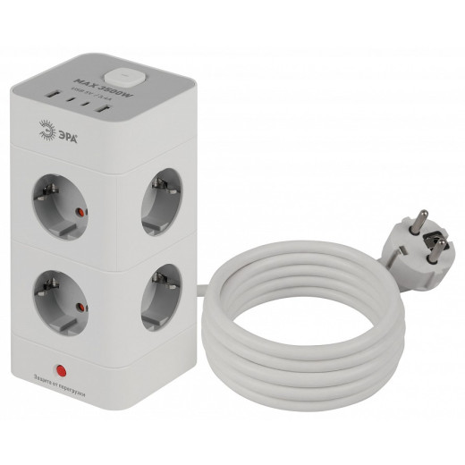 Сетевой фильтр Эра  TWR-8es-1,5m-4USB-W