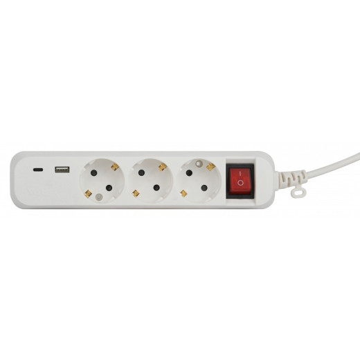 Удлинитель с выключателем Эра  UB-3es-5m-USB